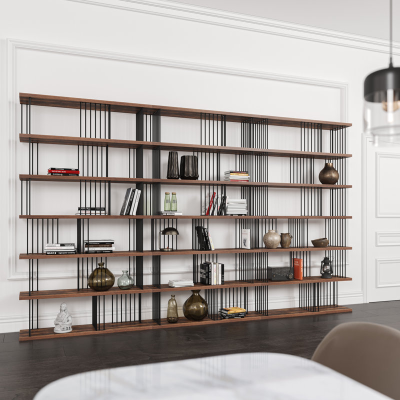 Noractur Iron Standard Bookcase, (6 Shelves) 86.2" H x 141" W x 11.8" D