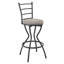 Ensemble de 3 tables de bar et chaises à hauteur de comptoir avec dossier en métal et siège en tissu