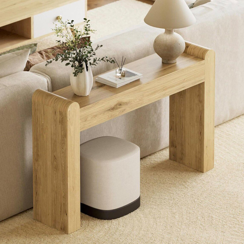 Console simple de style nordique, 33.1" H x 59" W x 11.8" D, Natural Wood, Bois naturel, Natural Wood