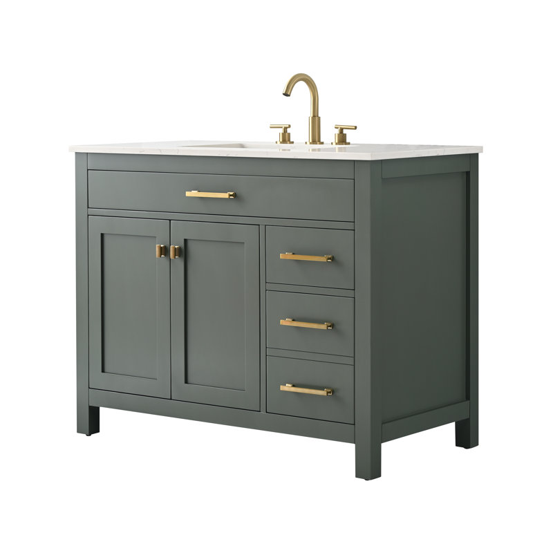 Trevor 42" W Single Vanity, Vintage Green/Brushed Gold
