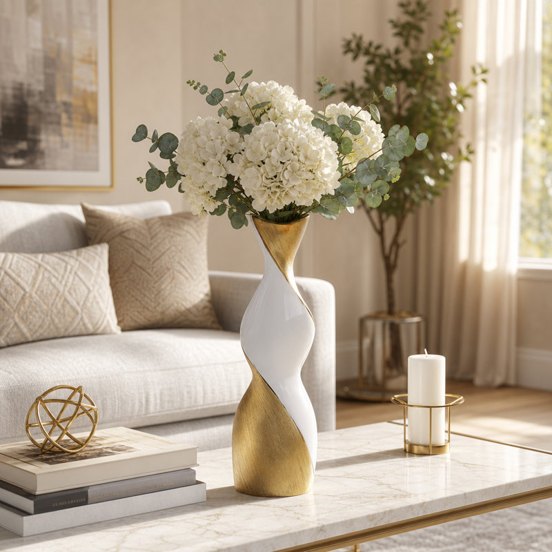 Sculptural Vase with a Twisting Silhouette – Modern Tall Vase and Table Vase for Home Decor – Decorative Flower Vase for Shelf, Entryway, or Mantel Styling