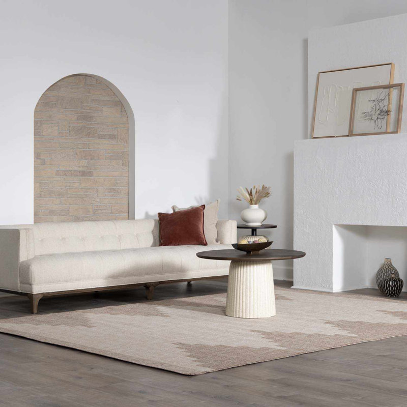 Tapis beige à motif géométrique moderne d'extérieur Lugo, Rectangle 4 pi 3 po x 5 pi 11 po