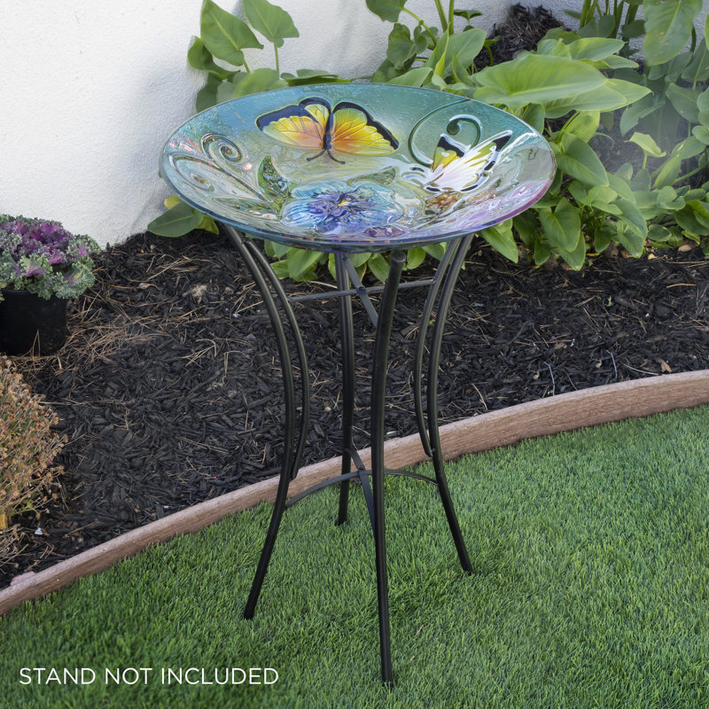 Alverda Glass Butterfly Birdbath