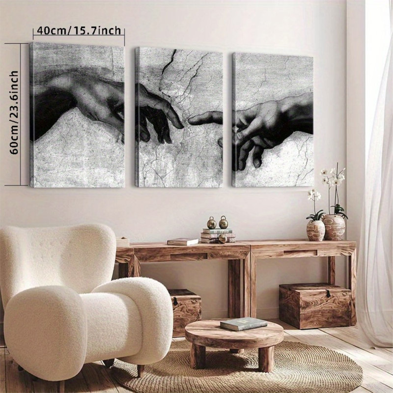 «Création de Adam», reproduction sur toile 3 pièces pour décoration de salon rétro, 12 x 8 pouces 3 pièces