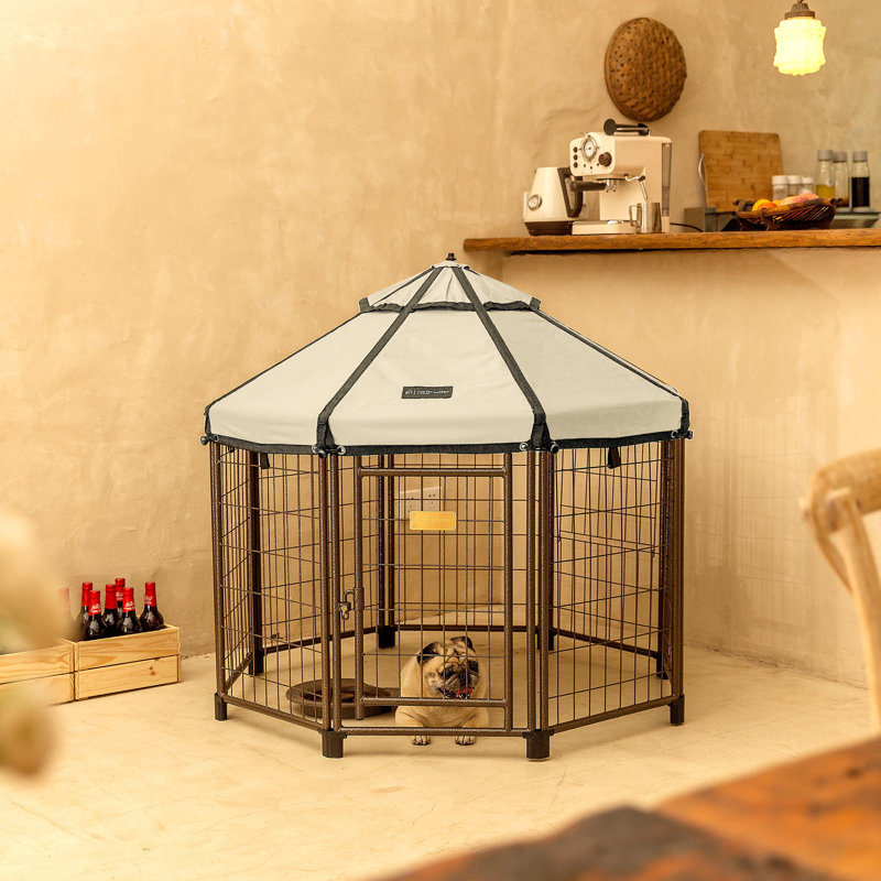 Enclos modulaire pour chien de 90 cm avec auvent – ​​Abris intérieur, extérieur et portable pour animaux de compagnie, Sable