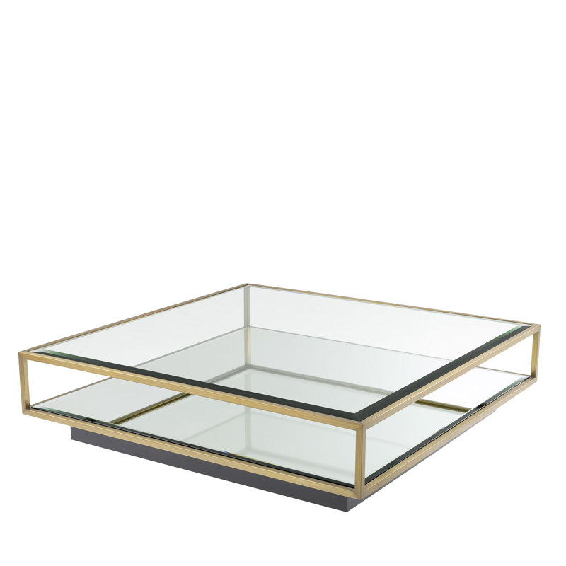 Tortona Glass Coffee Table, Brass