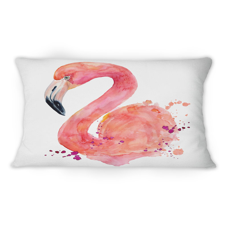 Coussin Pink Flamingo On White