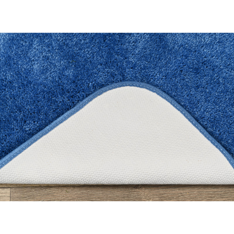 Ensemble de tapis de bain en nylon 2 pièces avec envers antidérapant Mccluney, Bleu électrique
