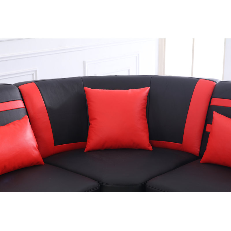 Canapé modulaire en cuir Amaiya, Similicuir assorti rouge, Orienté vers la droite