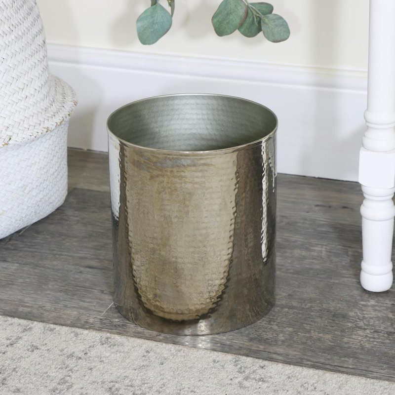Vinalhaven Metal Open Waste Bin, Silver