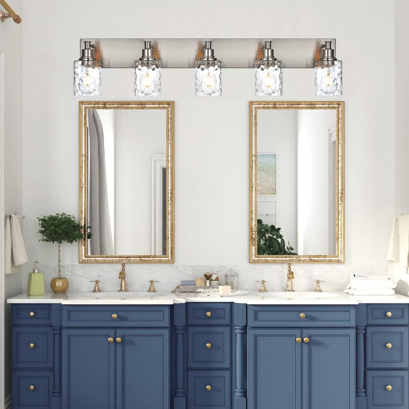 Applique murale industrielle avec abat-jour en verre martelé, luminaire en nickel brossé pour meuble-lavabo, porche et miroir