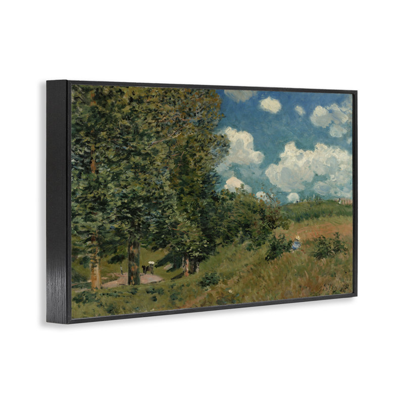 Giclée classique de paysage nuageux par Alfred Sisley, Giclée encadrée noir minuit, H 20 po x l 30 po