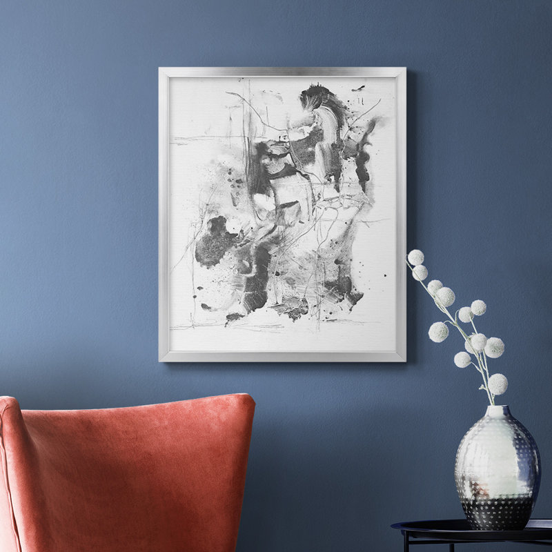 Graphite abstrait I, toile encadrée de qualité supérieure - prête à être accrochée, H 24 po x l 20 po, Argent