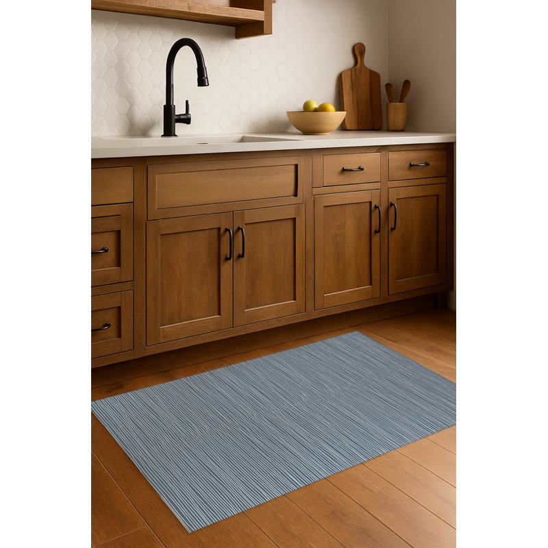 Tapis de cuisine anti-dérapant léger Eric, Bleu, Rectangle 5 pi x 7 pi
