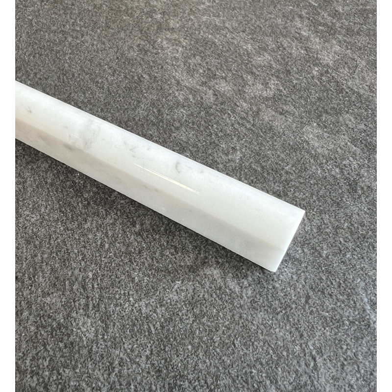 12'' L x 0.5'' W Marble Round Tile Trim, White Carrara