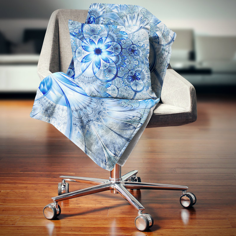 Motif de fleurs bleu foncé - coussin à imprimé floral, 16 po x 1 po, Coussin décoratif