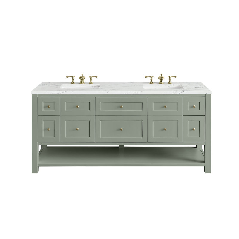 Breckenridge 72'' W Double Vanity, Ethereal Noctis, Smokey Celadon, 8" Widespread