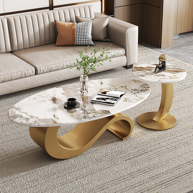 Table basse de style nordique en pierre frittée, H 17,7 po x l 51 po x P 27,5 po
