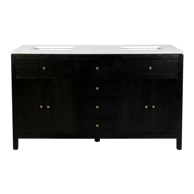 Nora 60 in. W Quartz Single Sink Bathroom Vanity Set, Brown