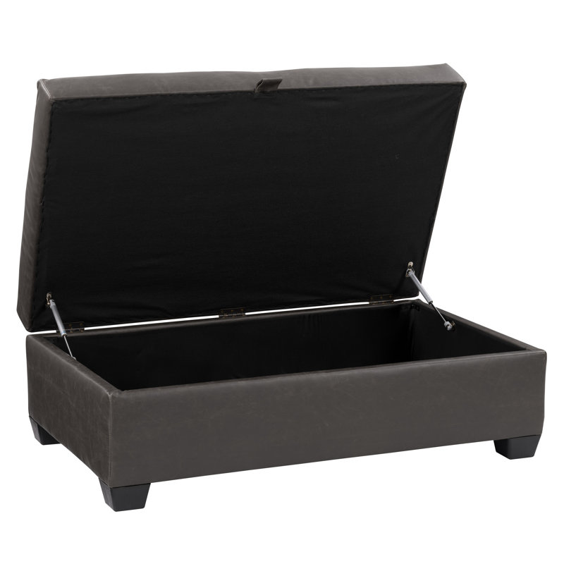 Banc de rangement en similicuir Mirabile, Gris foncé