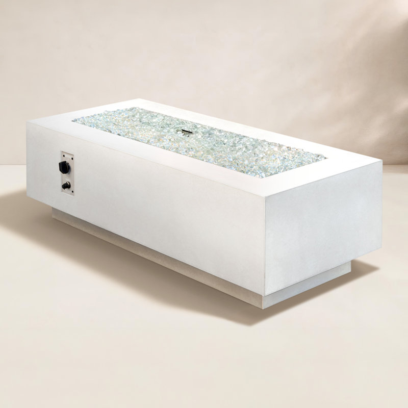 Monae Rectangle Concrete Smokeless Fire Pit, White