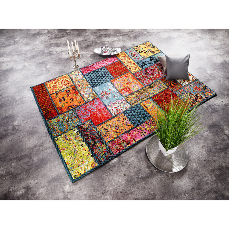 Rigoberto Patchwork Shag Area Rug, Runner 65 x 130cm
