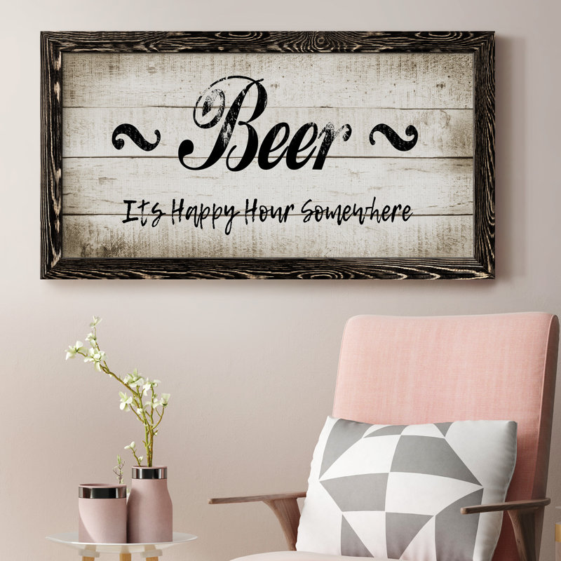 «Beer Happy Hour», art textuel sur toile, Noir