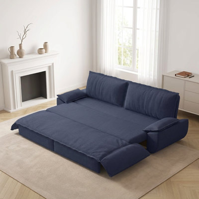 73" 3-in-1 Convertible Queen Pull Out Sleeper Sofa with Corduroy Upholstery