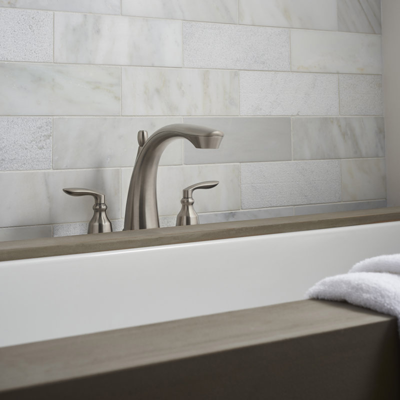 Avalon Double Handle Deck Mounted Roman Tub Faucet, Brushed Nickel
