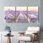 Ensemble de 3 tableaux sur toile représentant un champ de lavande avec des hérons blancs-782809984