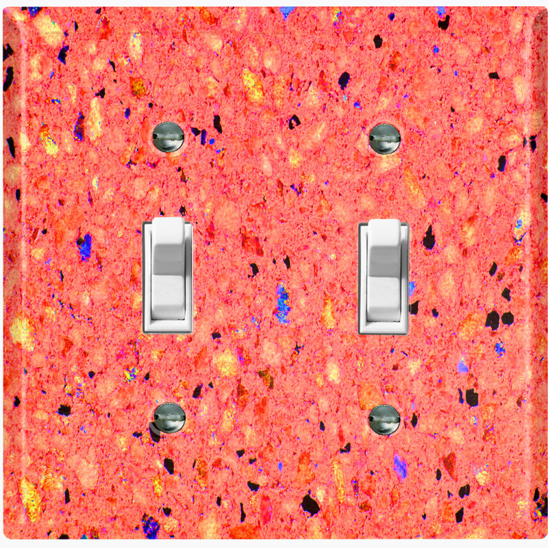 Patterned 2 - Gang Toggle Light Switch Standard Wall Plate, Red/White