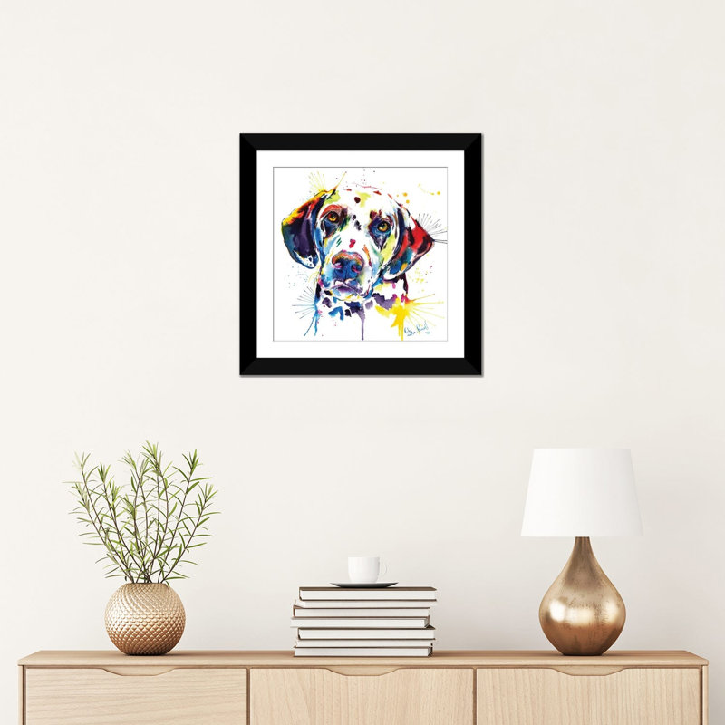 « dalmation », impression sur toile, H 16 po x l 16 po x P 1 po, Papier d'art encadré noir, Blanc