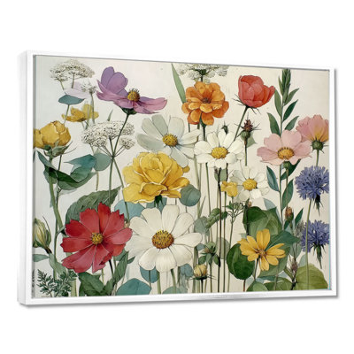 Adlea - Wildflowers Framed Canvas Print, Red Floral Wall Art