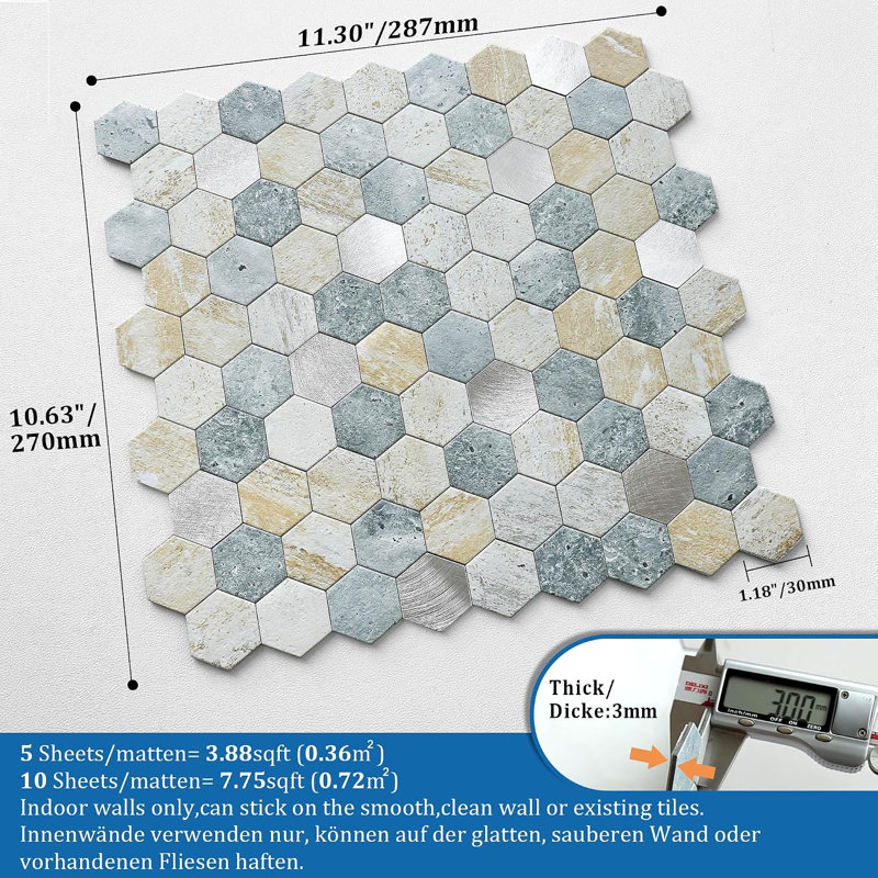 Marble Tiles Blue Green 10pcs