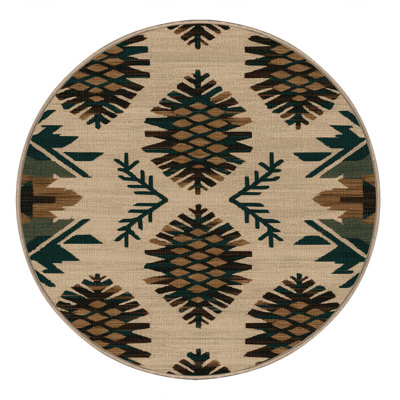 Washable Pinon Pine Cone Southwestern Area Rug