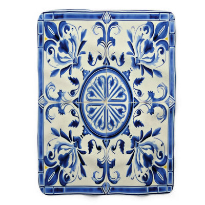 Ornate Azelejos - Couverture Sherpa de qualité supérieure 1 pièce