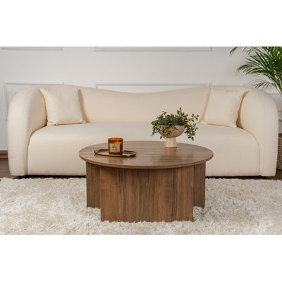 Modern Walnut Coffee Table, 35.4 x 35.4 x 16.1 inches | 100% Melamine Coated Particle Board, Thickness: 0.7 inches | Stylish Solid Brown Design, Perfect for Living Room & Contemporary Spaces, Durable & Elegant