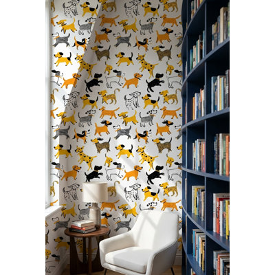 Papier peint abstrait avec motif de chiens