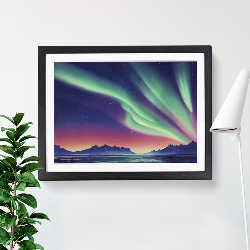 Northern Lights Vol.2 1 Piece Single Picture Frame Wall Art, 46cm H x 64cm W x 2cm D, Black