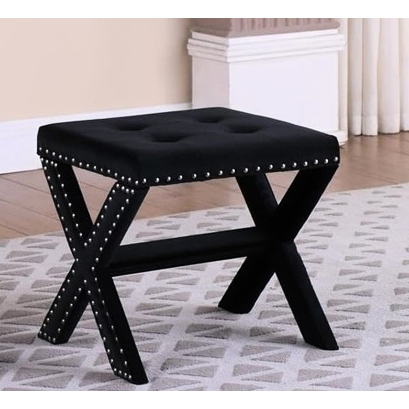 Contemporary Velvet Accent Bench With Nailhead Trim, Long - Lasting Wood, High Density Foam For Living Room Blend Nail Head Design, Ideal Primary Areas, Engineered Hardwood