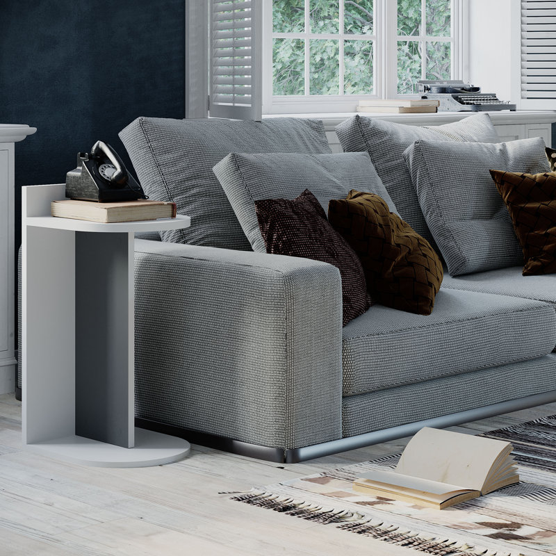 Aideen End Table, White/Anthracite