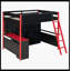 Lit mezzanine double en bois avec bureau, grand espace de rangement et lumière, rouge-1576892610