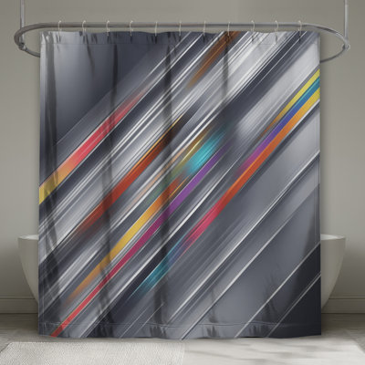 Rideaux de douche diagonaux à rayures arc-en-ciel très longs