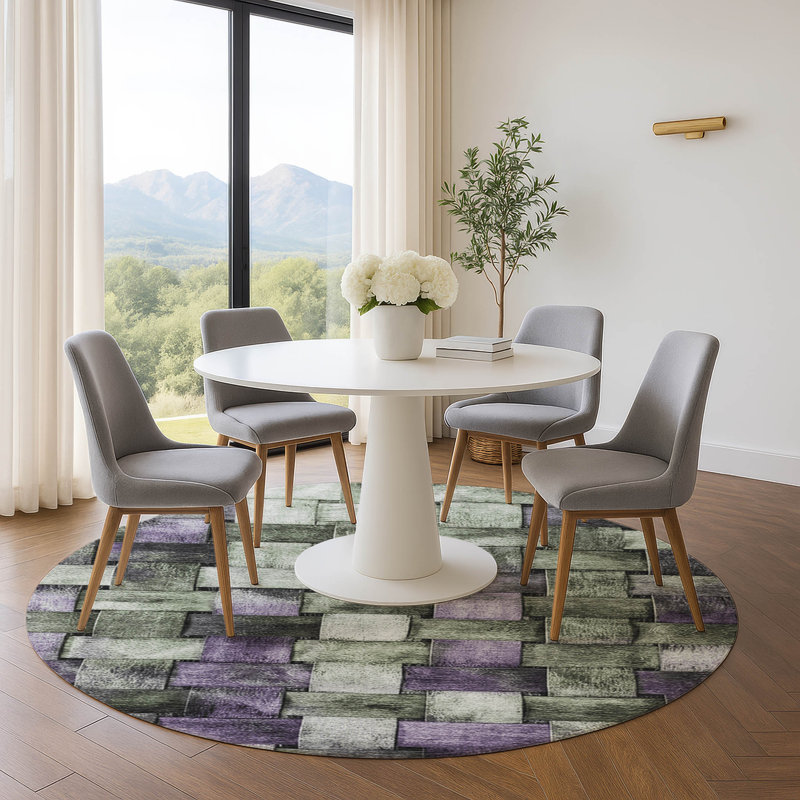Premium Machine Washable Mouton Stripes Rug, Round 8'