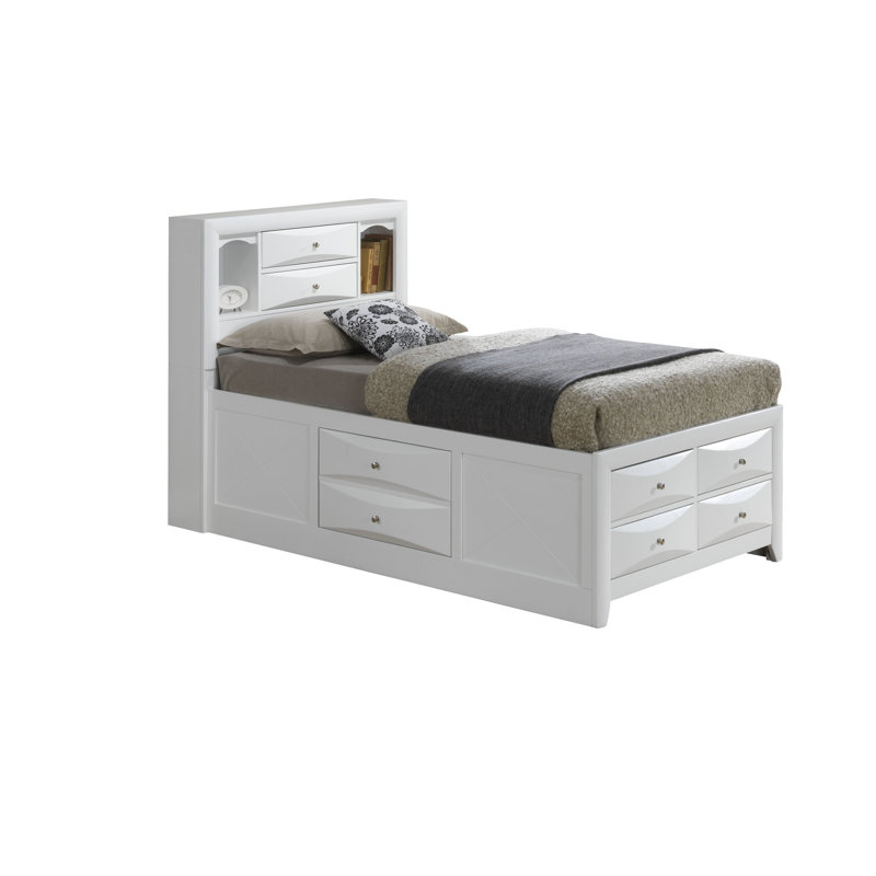 Champetre Bookcase Storage Bed, White, Twin