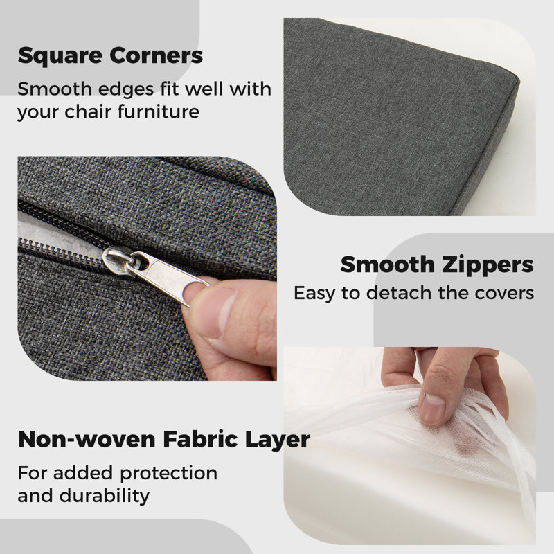 24" X 24" Deep Seat Cushion & Back Pillow With Removable Covers Outdoor, Gray, 4