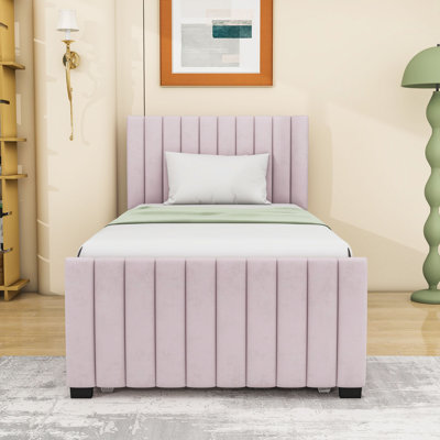 Twin Upholstered Platform Bed with Trundle