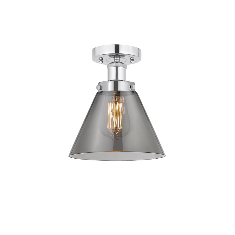 Plafonnier semi-encastré en verre Congerville, Plaqué couleur fumée, Chrome poli