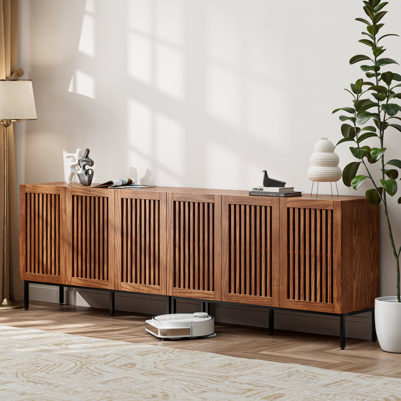 Farmhouse Tv Stand For Tvs Up To 100 Inch, 2 In 1 Entertainment Center Tv Console With Storage Cabinets And Metal Base