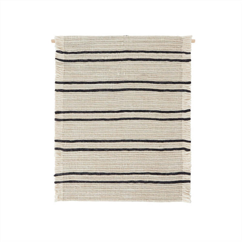 Putki Hand Woven Wool Tapestry, Off White/Black